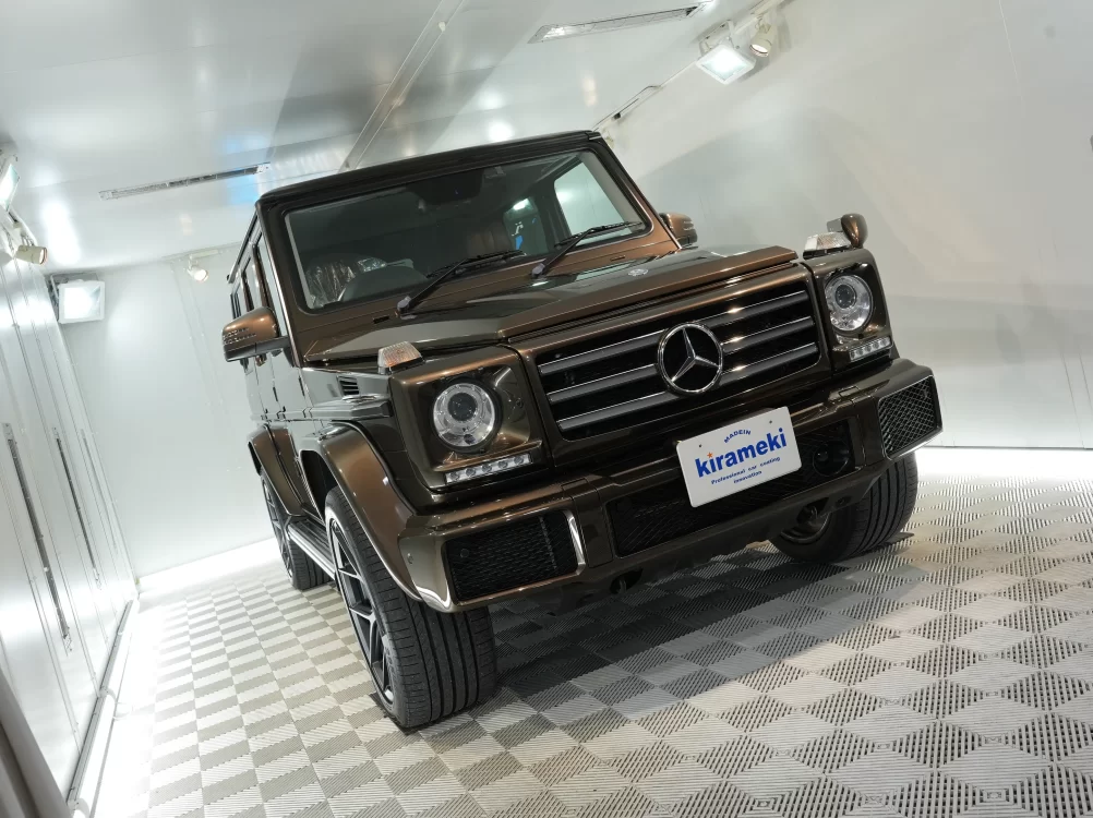 クリスタルセラムブラック施工で深い輝きを放つベンツG350d完成車両｜兵庫・尼崎
