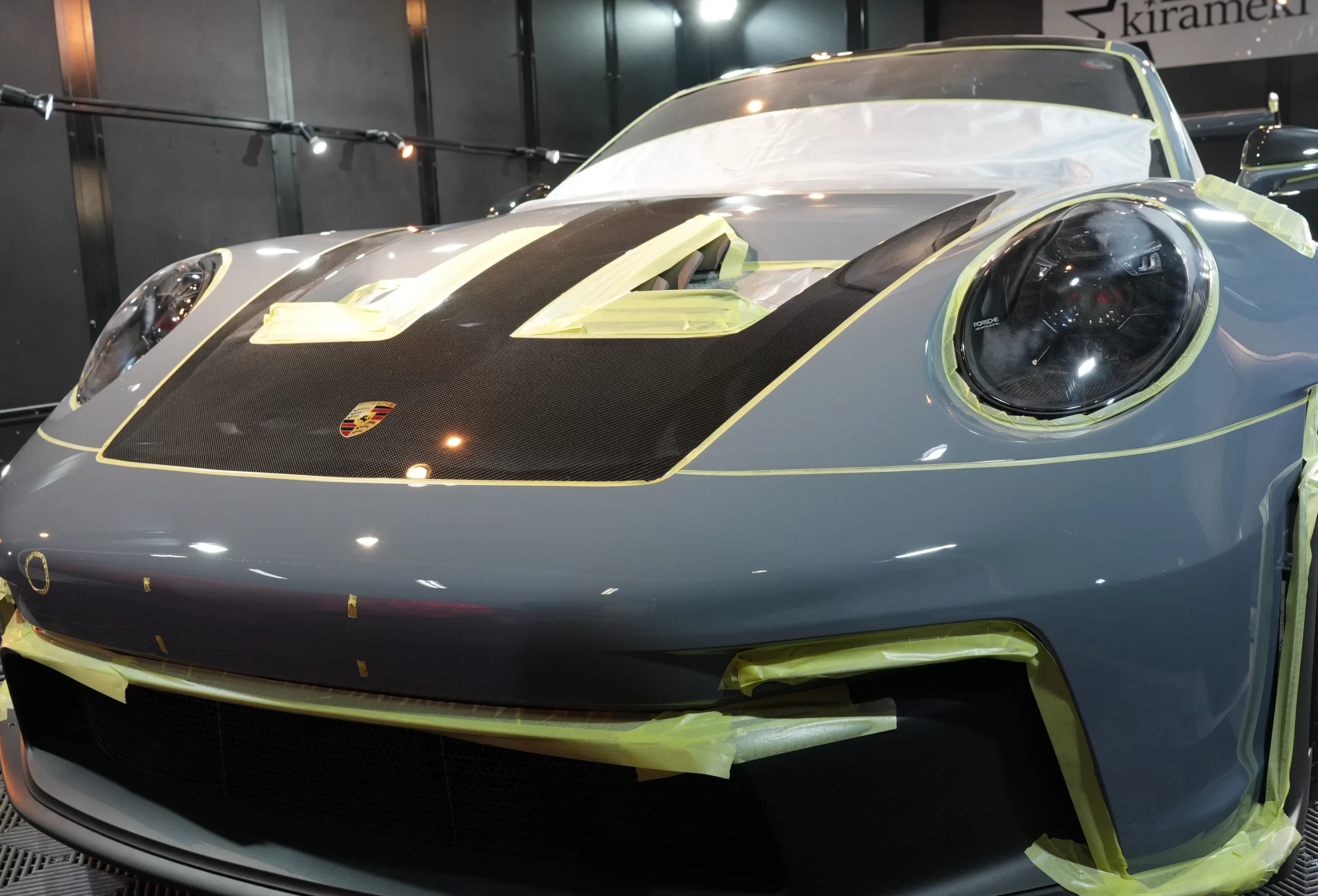 ポルシェ 911 GT3 RS マスキング養生 研磨 下地処理 兵庫 西宮 kirameki